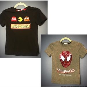 H&M Spiderman & Pac-Man Reverse Sequin Shirts 8/10